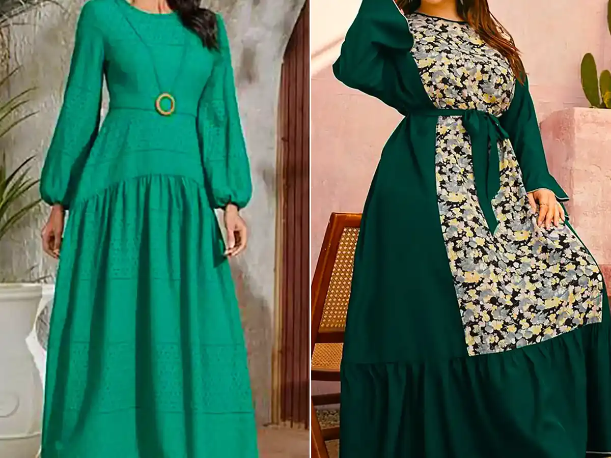 پیراهن بلند سبز شیک