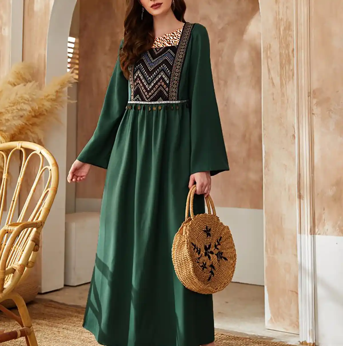 پیراهن بلند سبز شیک