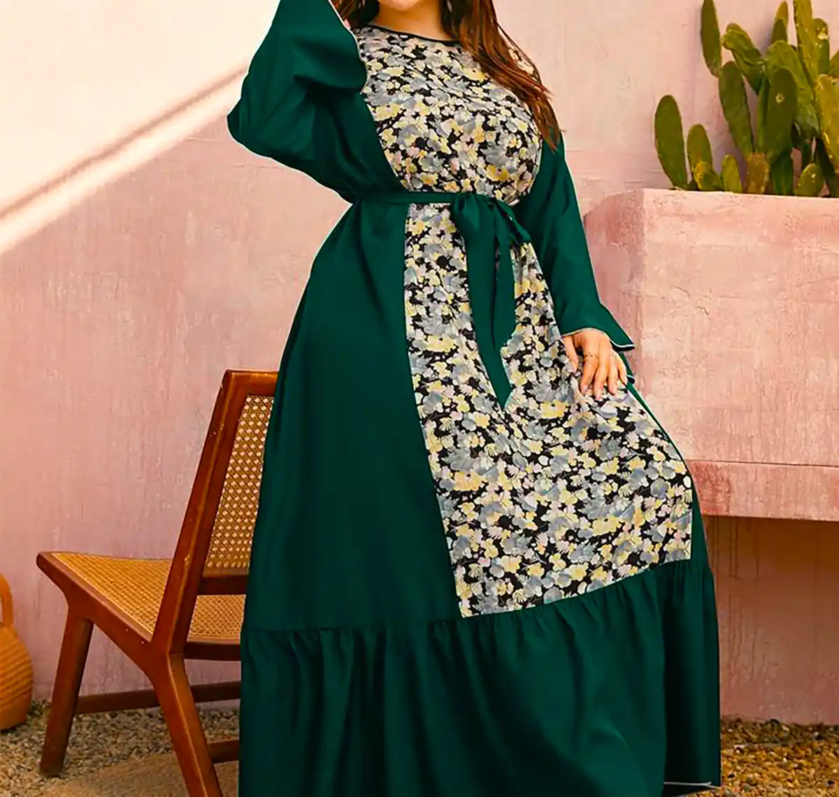 پیراهن بلند سبز شیک