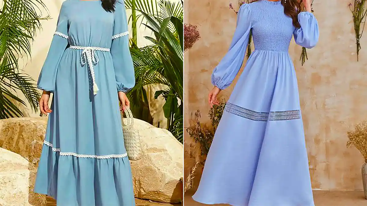 پیراهن مانتویی آبی شیک