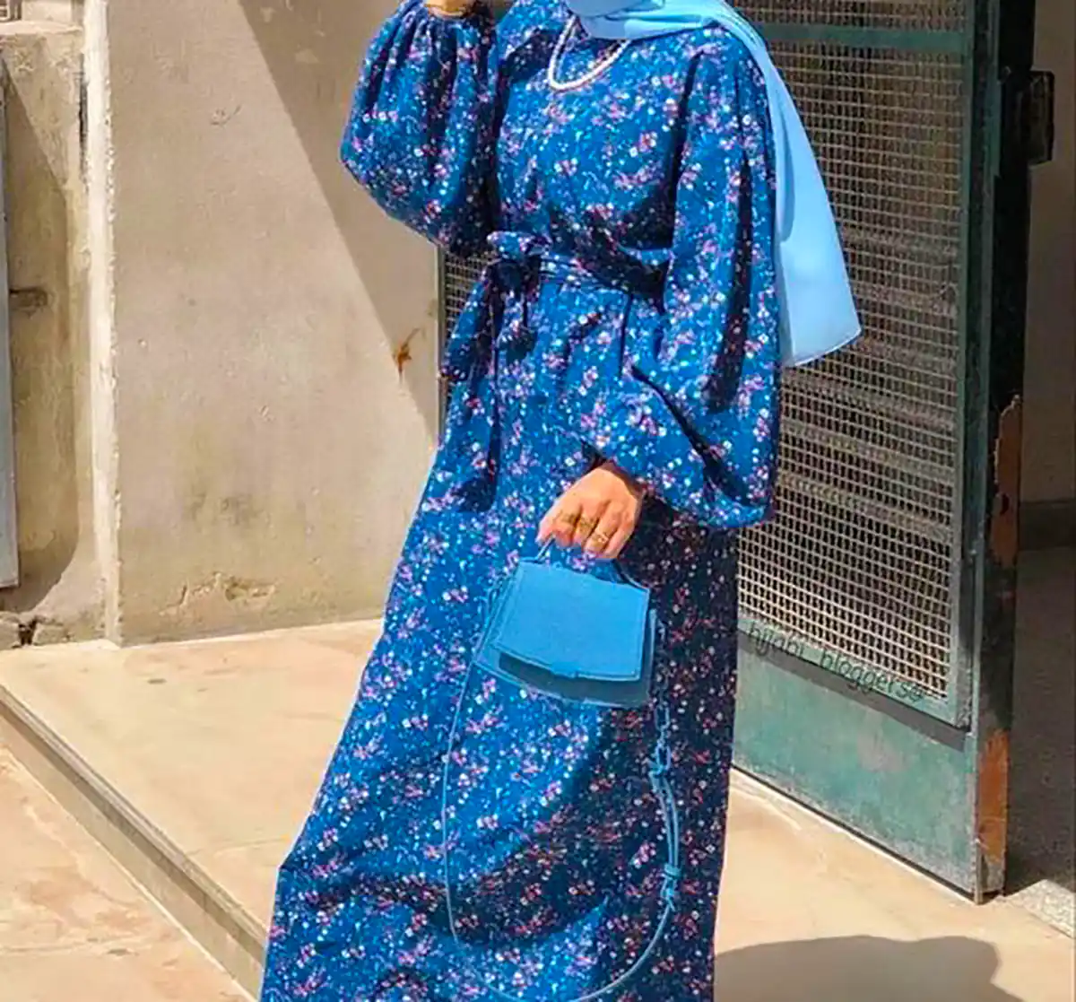 پیراهن مانتویی آبی شیک