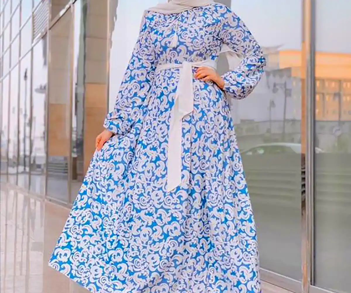 پیراهن مانتویی آبی شیک