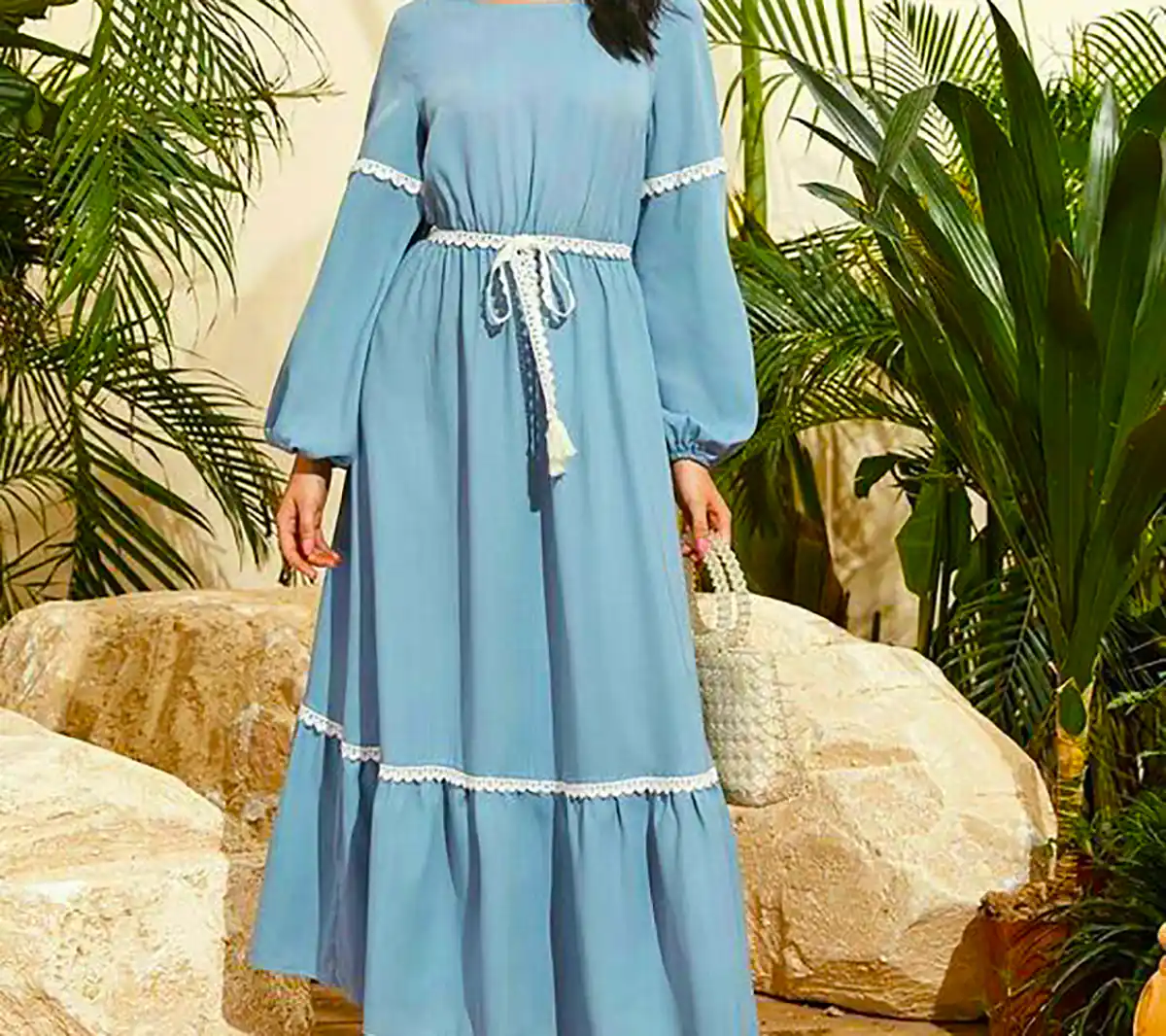 پیراهن مانتویی آبی شیک