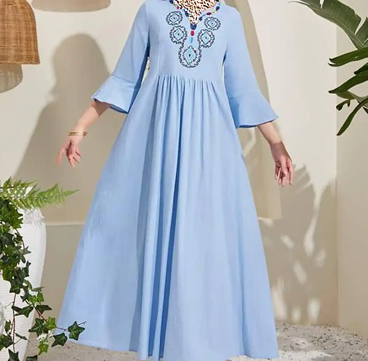 پیراهن مانتویی آبی شیک