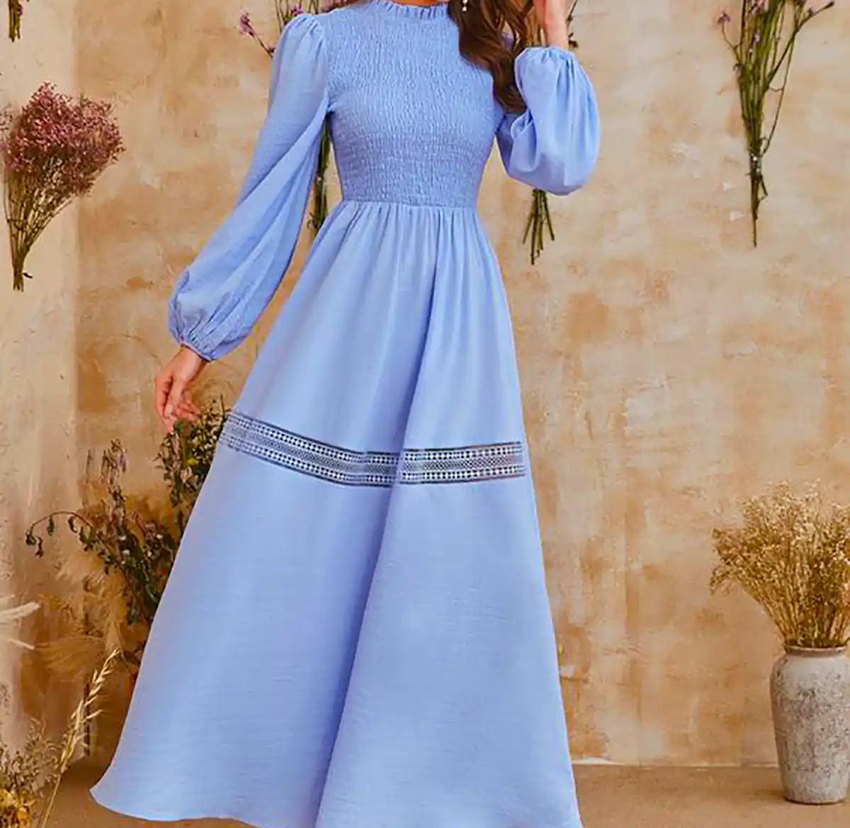 پیراهن مانتویی آبی شیک