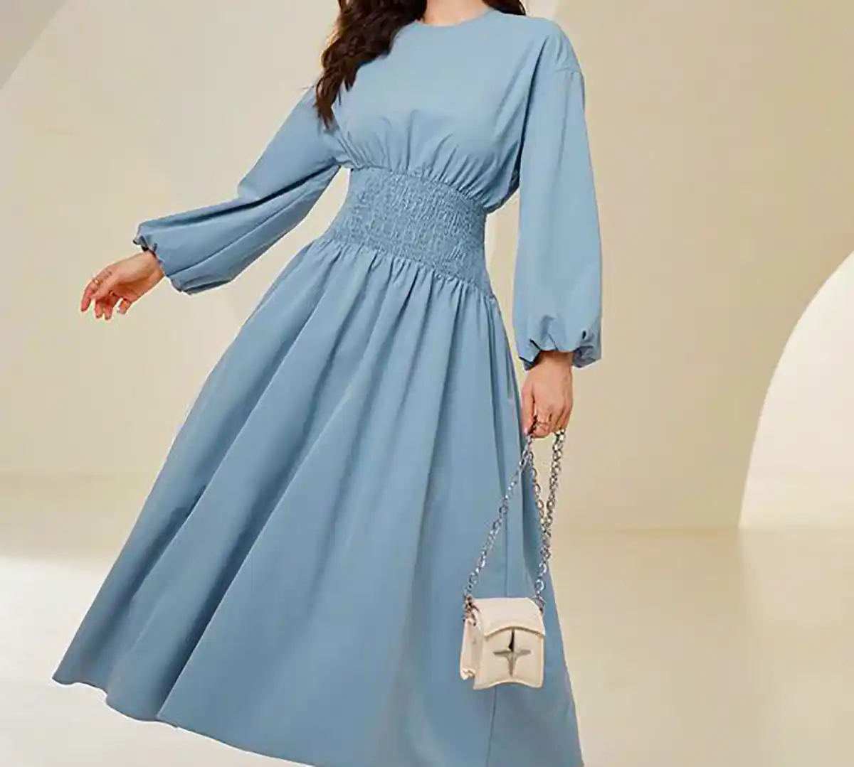 پیراهن مانتویی آبی شیک