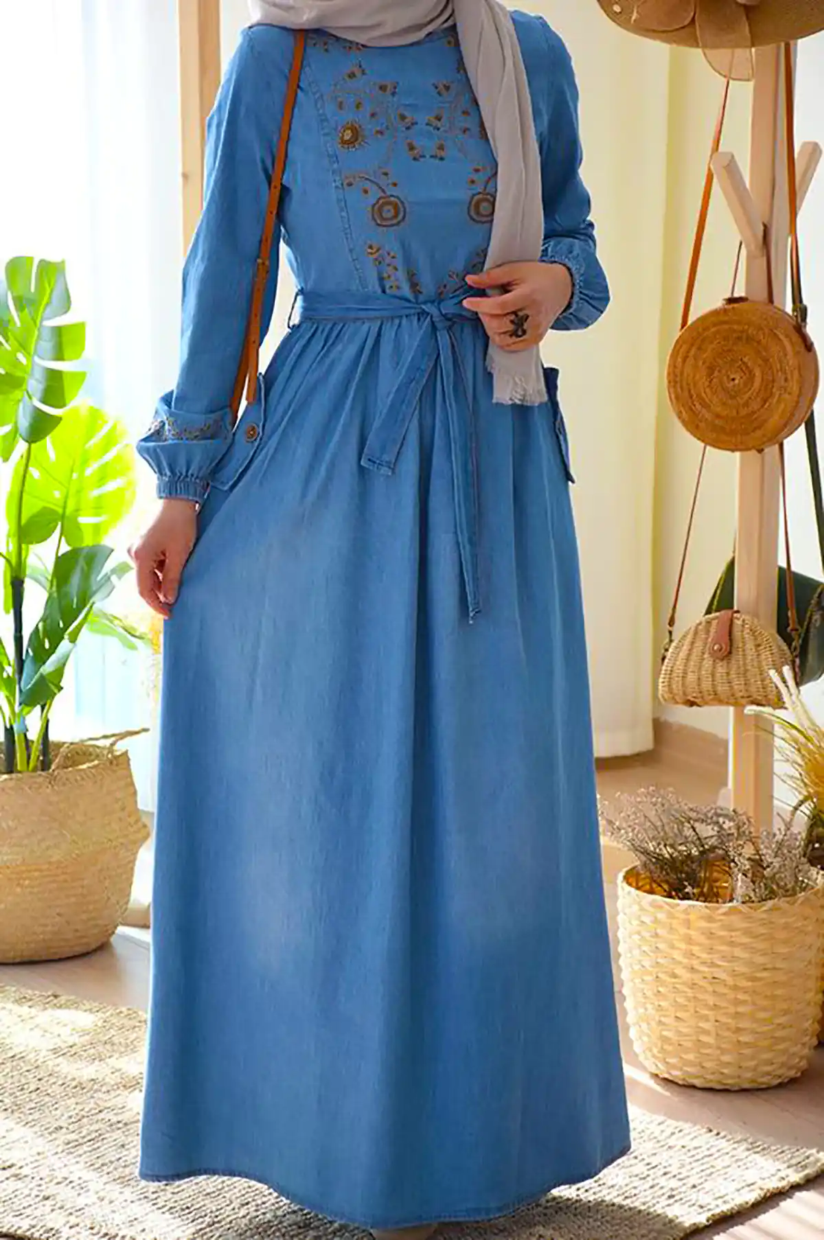 پیراهن مانتویی آبی شیک