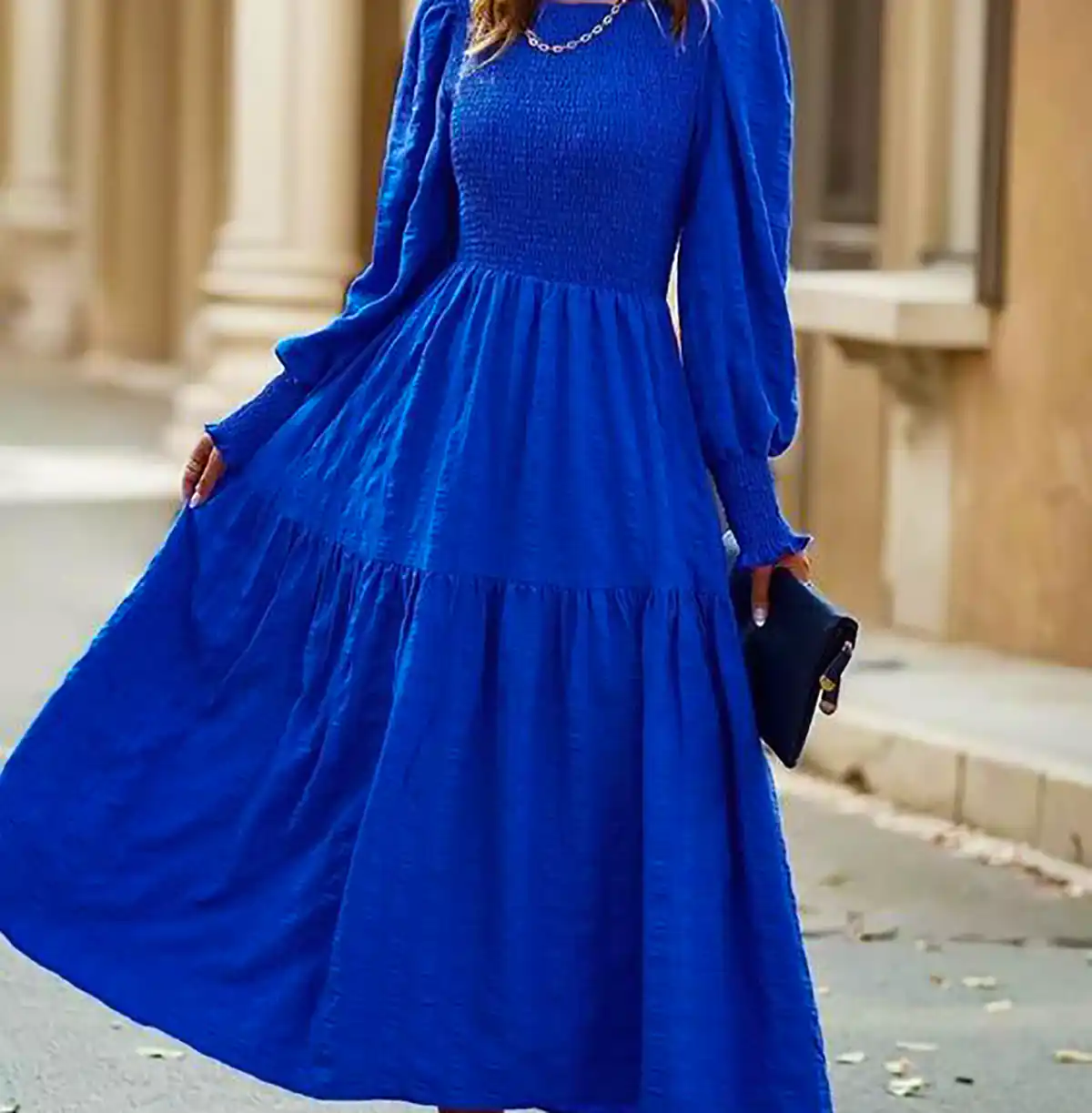 پیراهن مانتویی آبی شیک