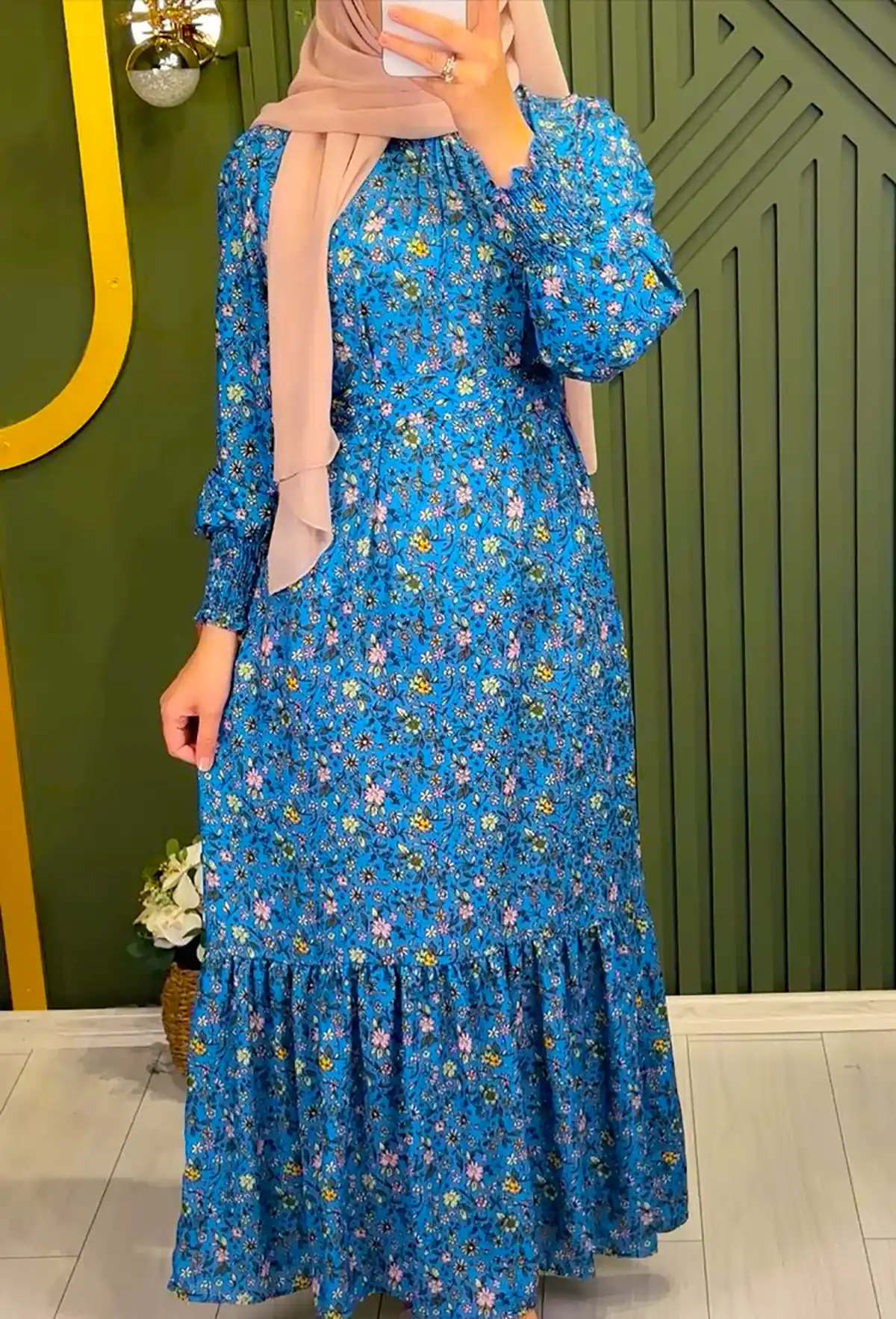 پیراهن مانتویی آبی شیک