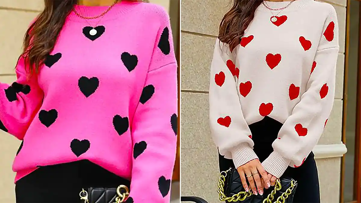 بلوز بافت طرح قلب زنانه