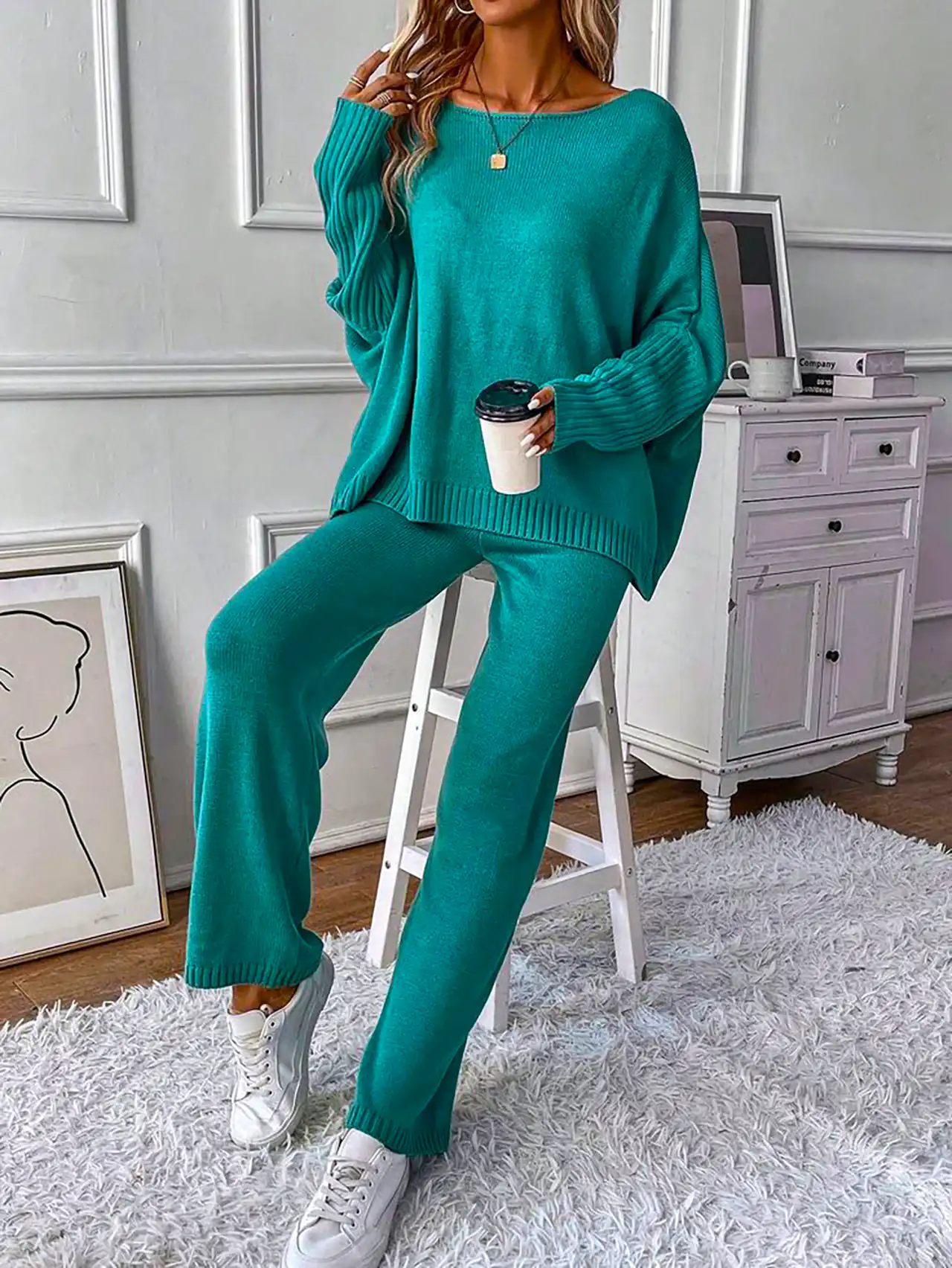 بلوز شلوار بافت پاییزی