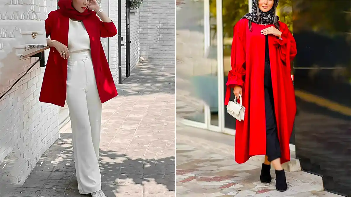 مانتو قرمز زنانه شیک
