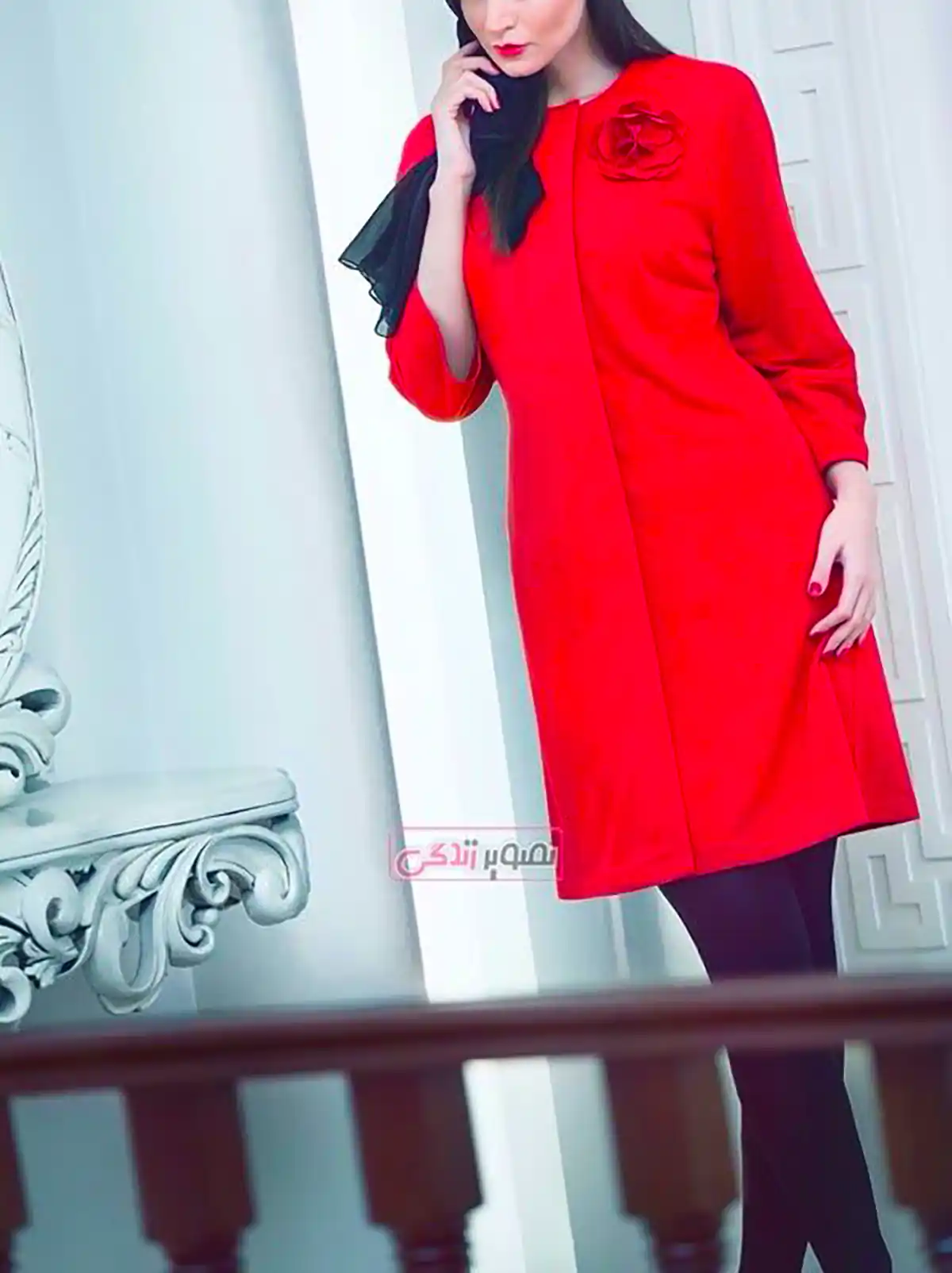 مانتو قرمز زنانه شیک