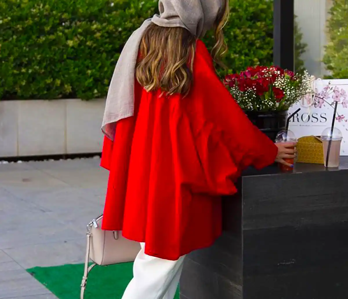 مانتو قرمز زنانه شیک