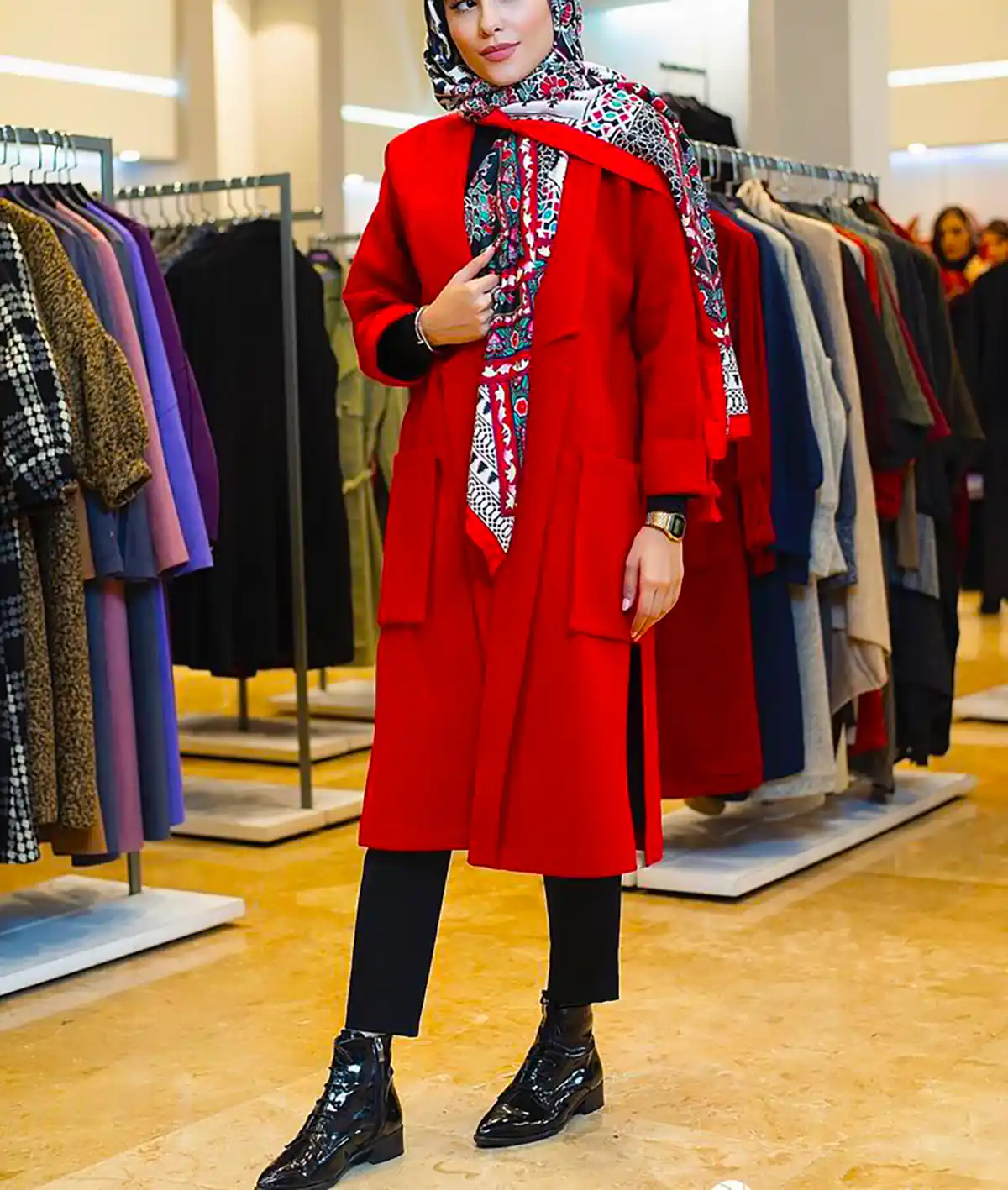 مانتو قرمز زنانه شیک