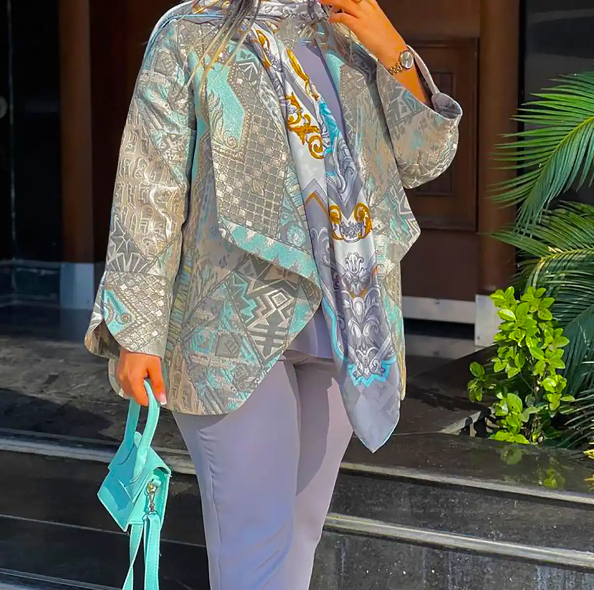 مانتو کتی آبی شیک