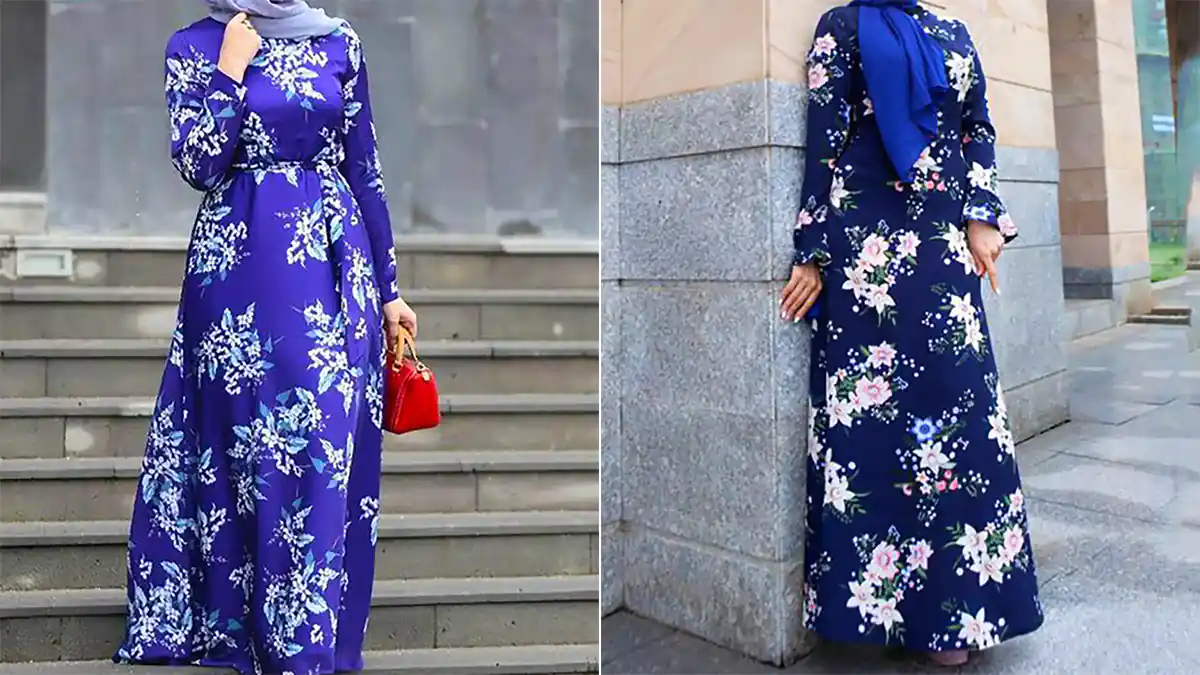 مانتو پیراهنی آبی شیک