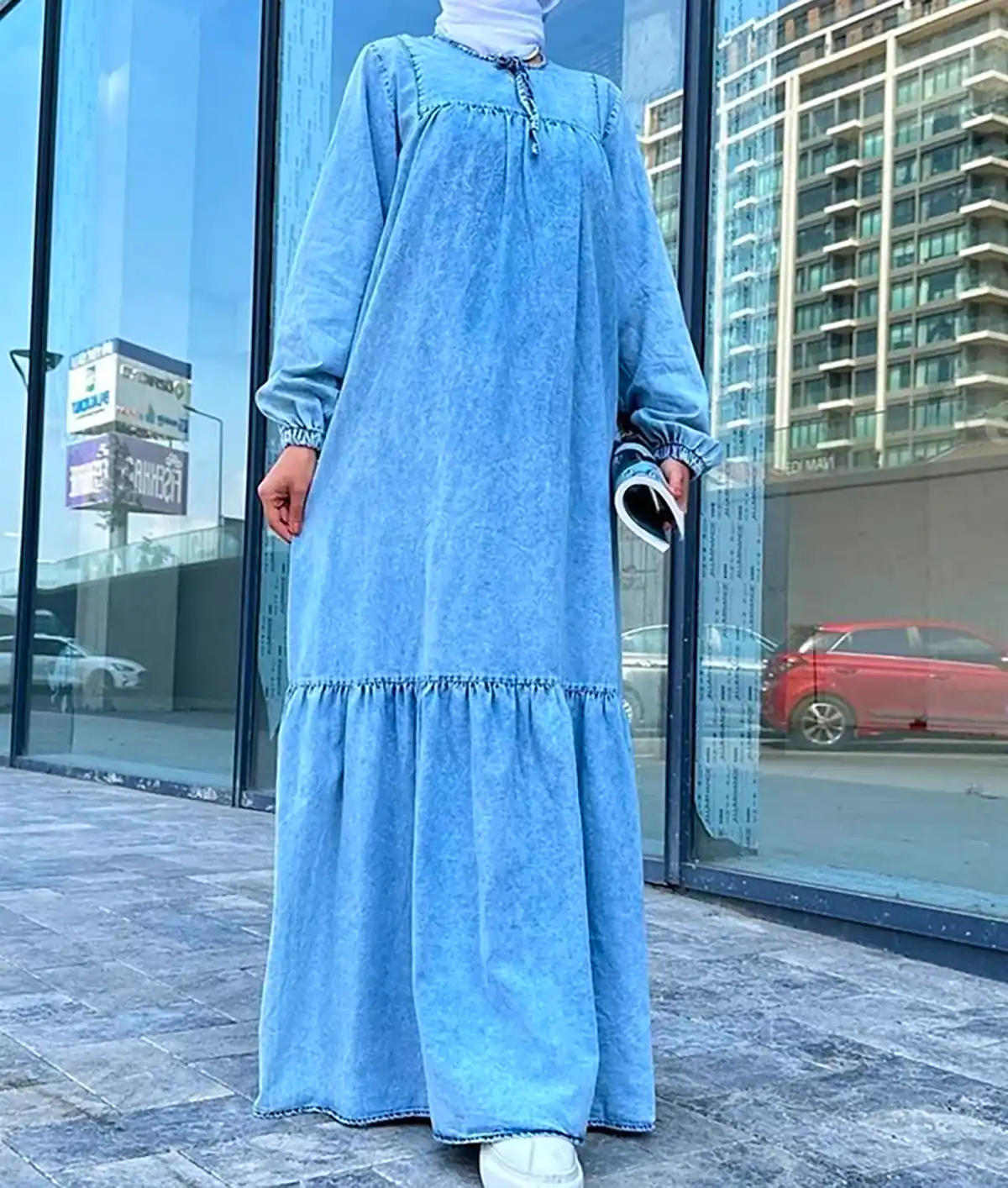 مانتو پیراهنی آبی شیک