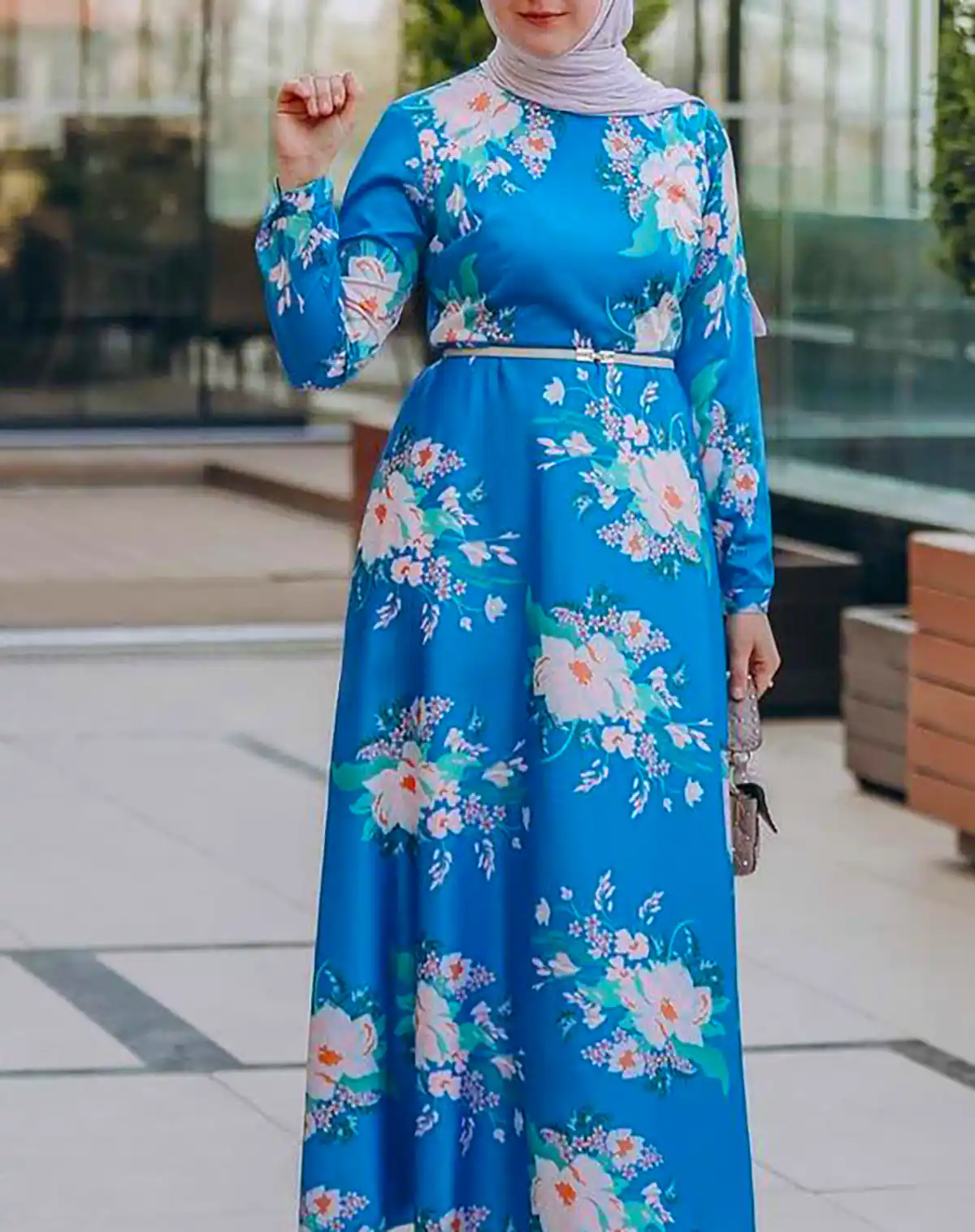 مانتو پیراهنی آبی شیک