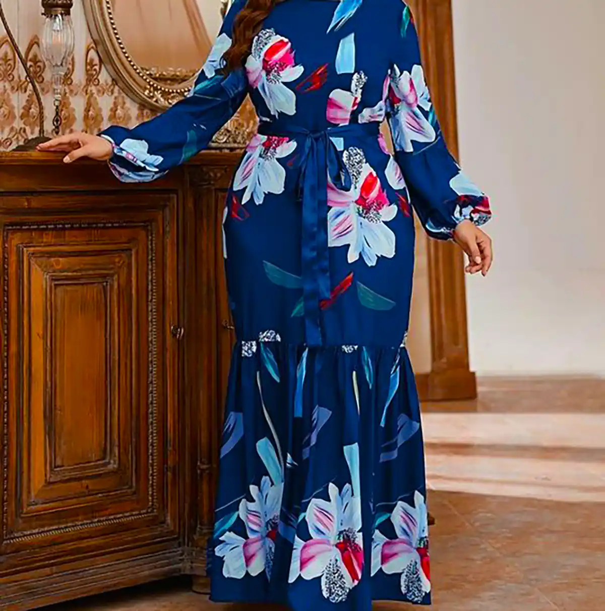 مانتو پیراهنی آبی شیک