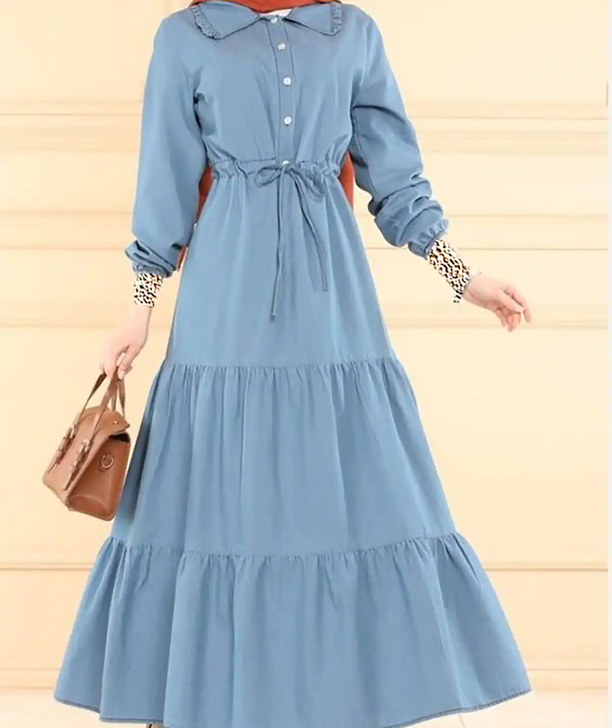 مانتو پیراهنی آبی شیک