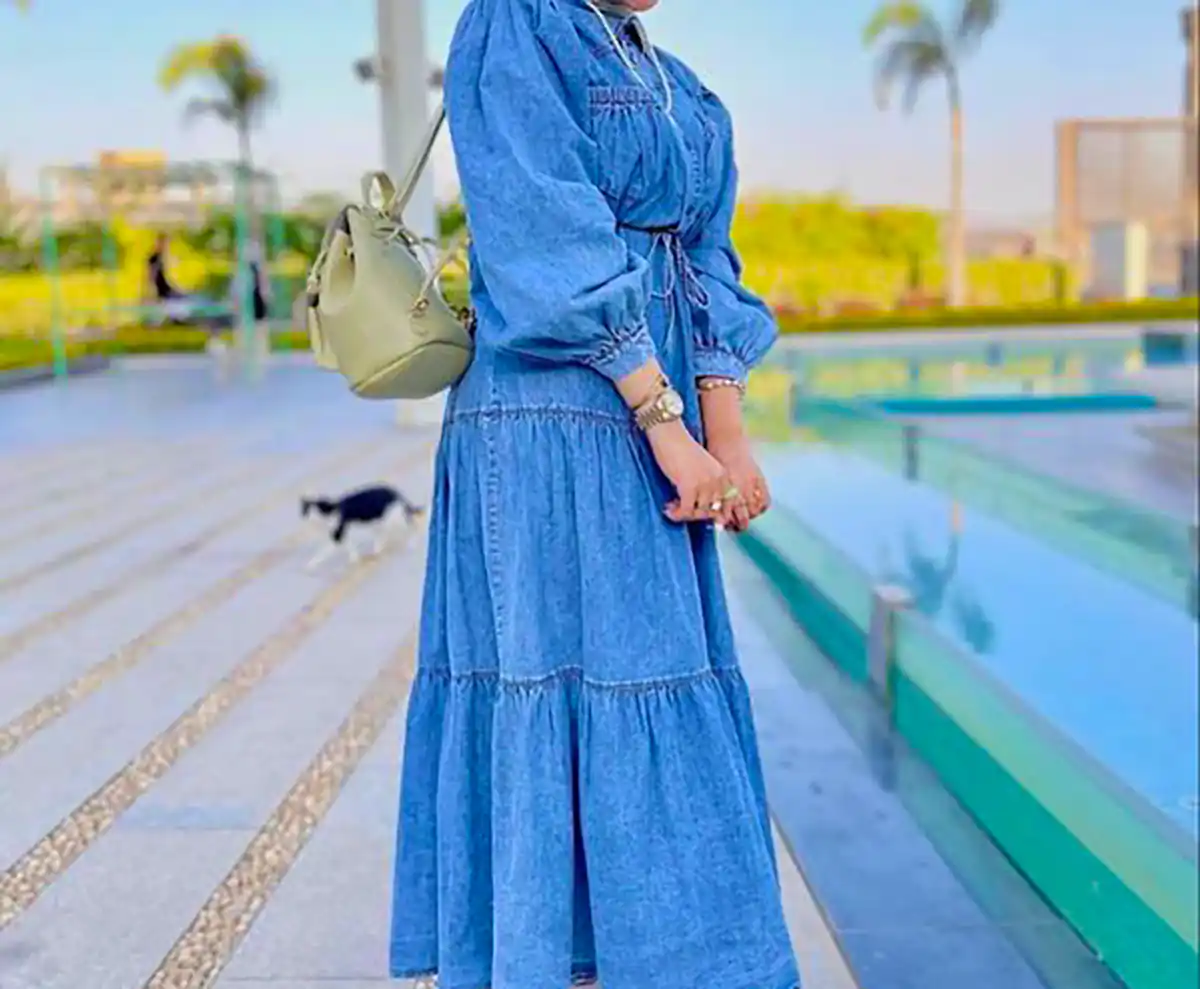 مانتو پیراهنی آبی شیک