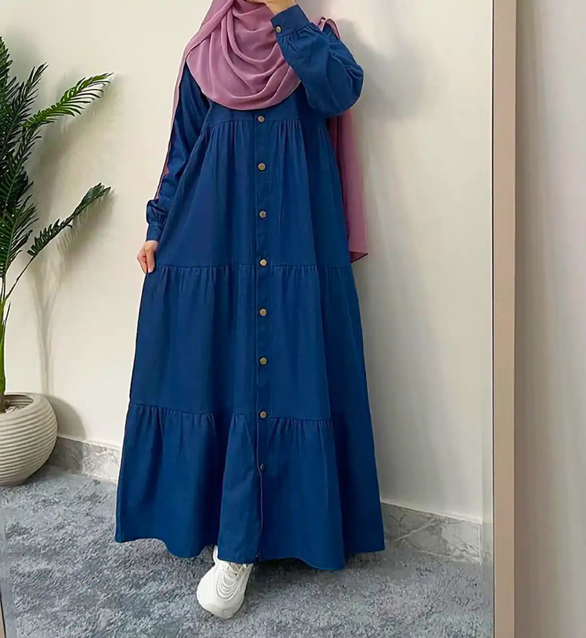 مانتو پیراهنی آبی شیک