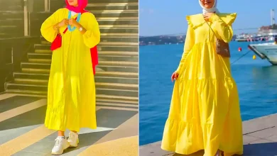 پیراهن مانتویی زرد جدید