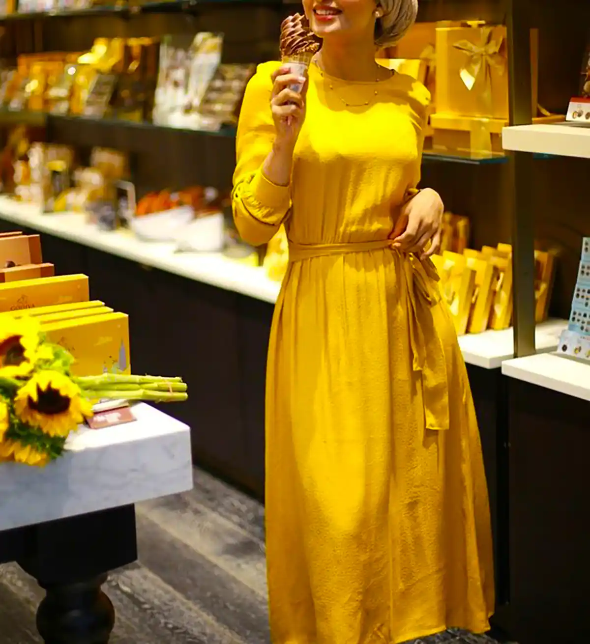 پیراهن مانتویی زرد جدید