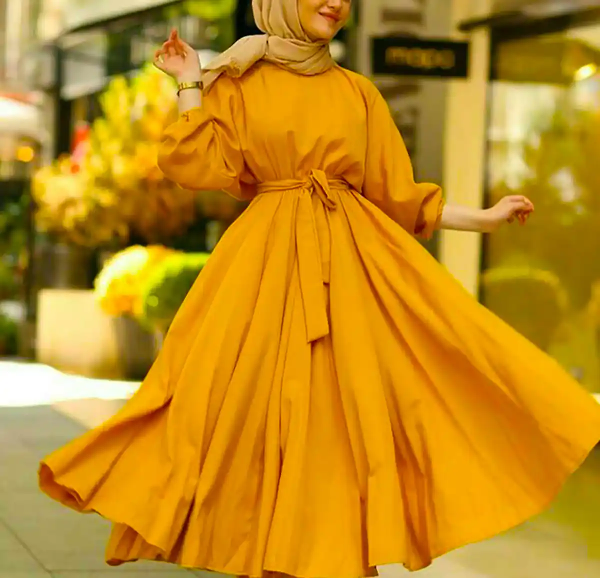 پیراهن مانتویی زرد جدید