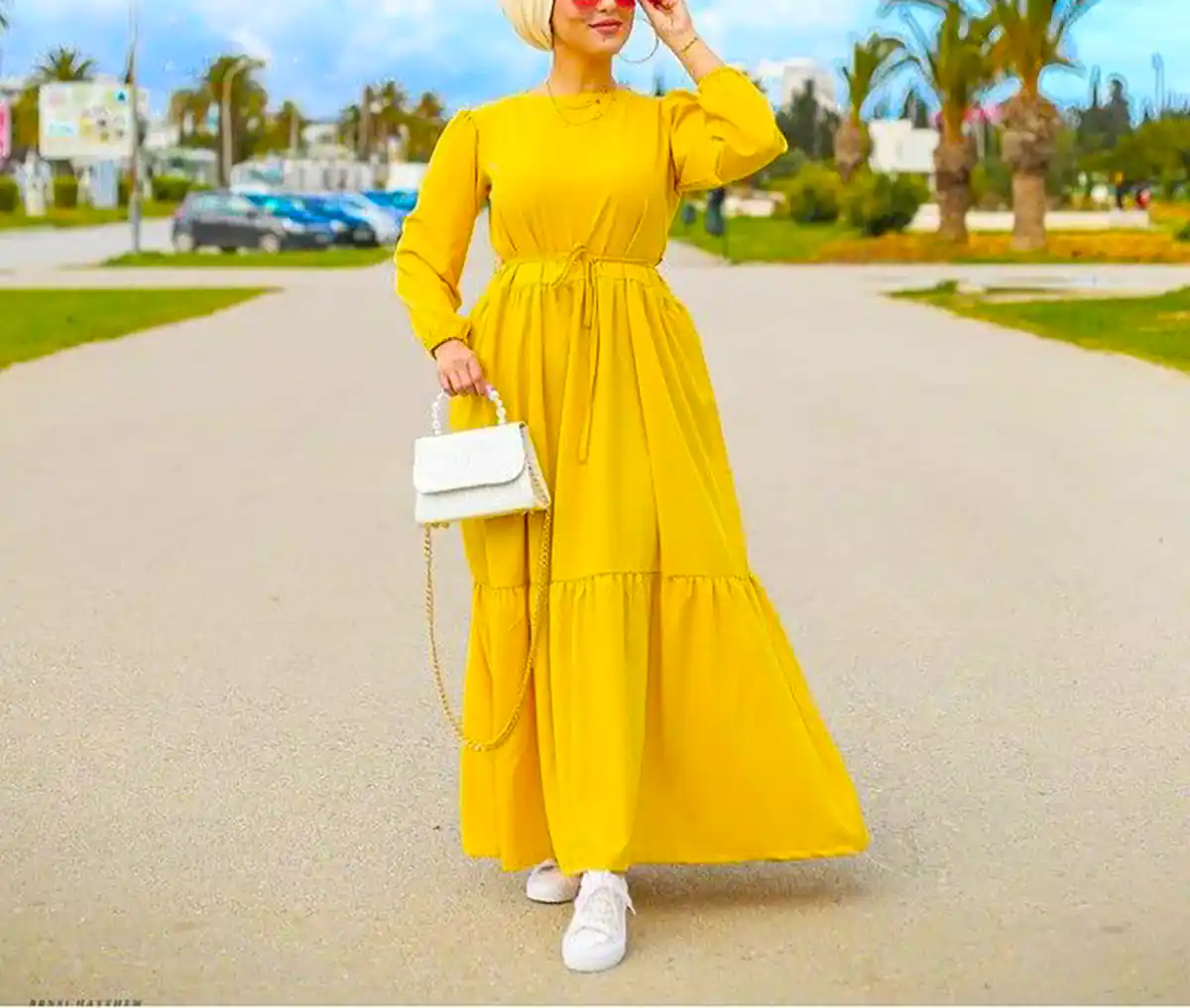 پیراهن مانتویی زرد جدید