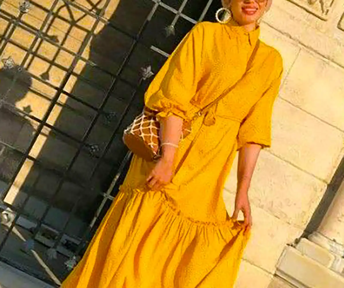 پیراهن مانتویی زرد جدید