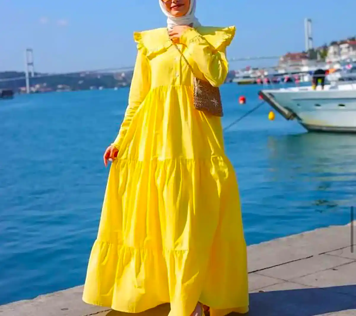 پیراهن مانتویی زرد جدید