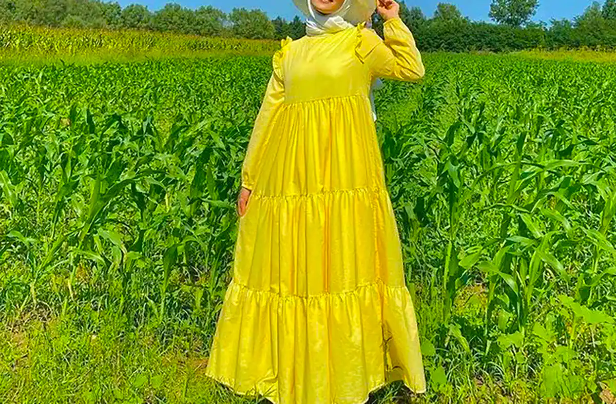 پیراهن مانتویی زرد جدید