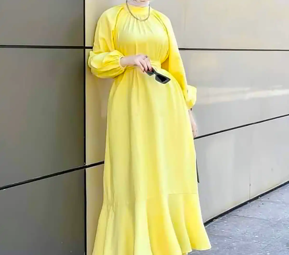 پیراهن مانتویی زرد جدید