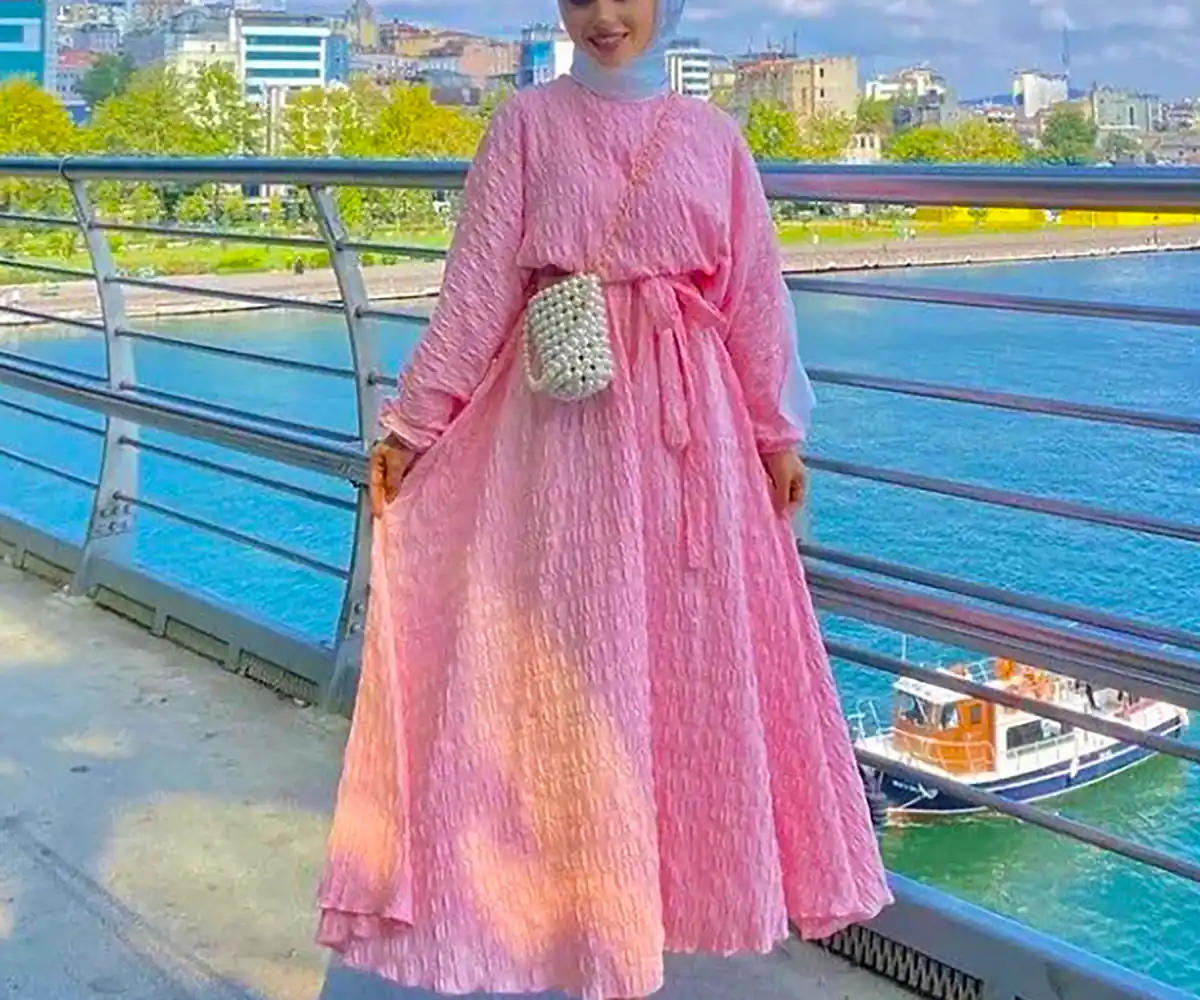 پیراهن ساحلی صورتی شیک