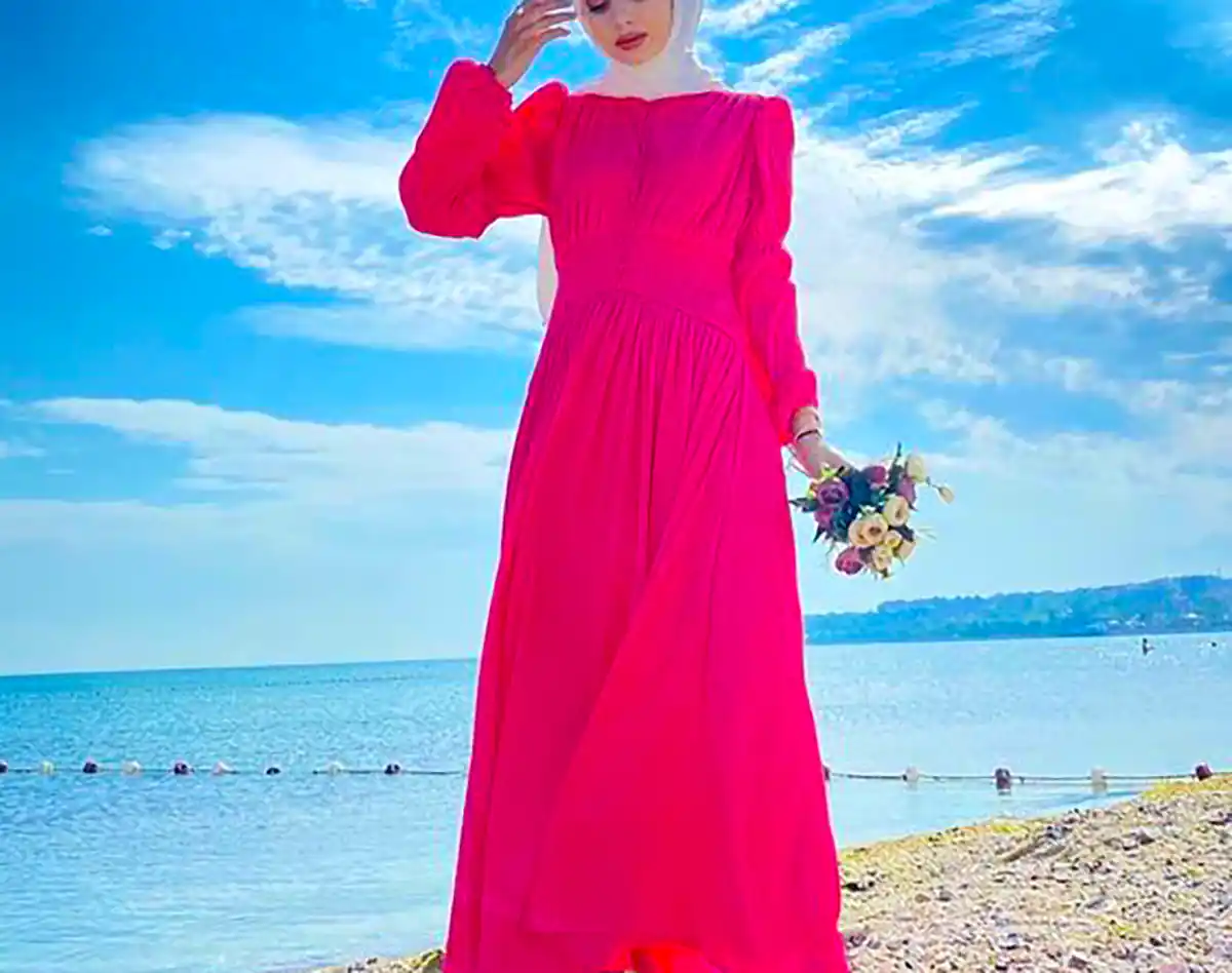 پیراهن ساحلی صورتی شیک