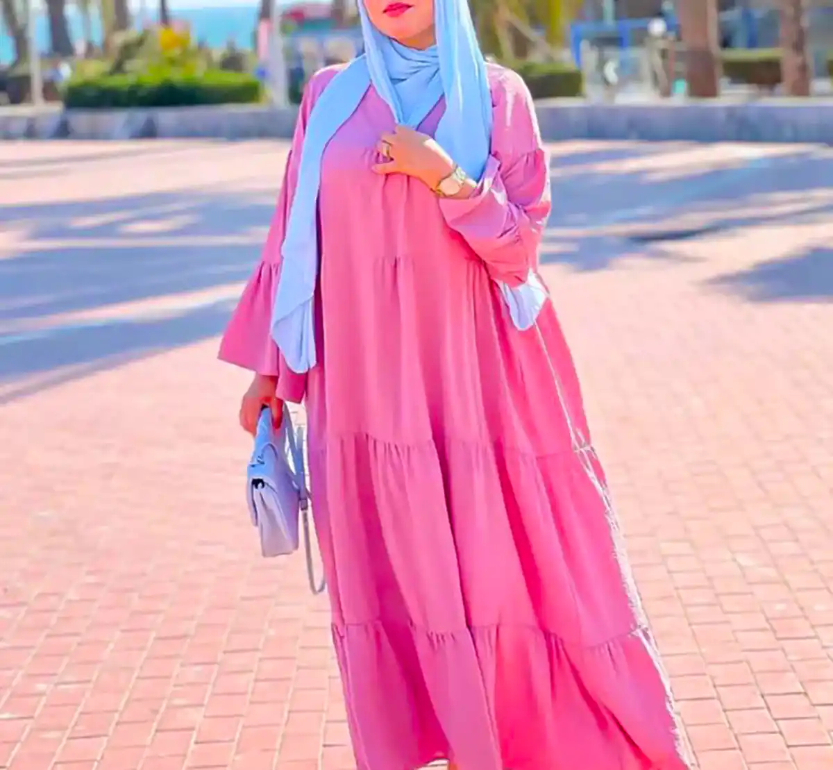 پیراهن ساحلی صورتی شیک