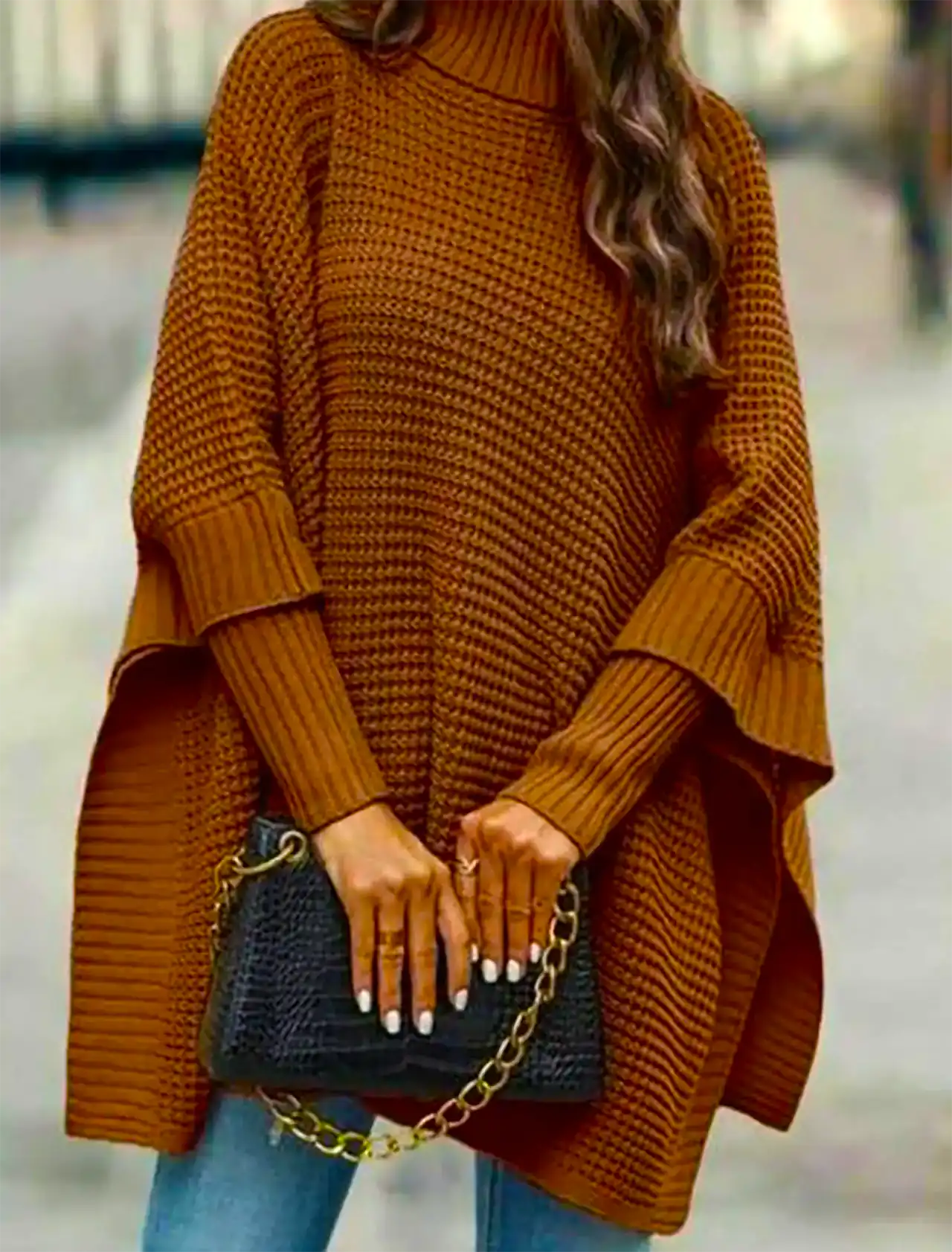 شنل بافتنی پاییزی