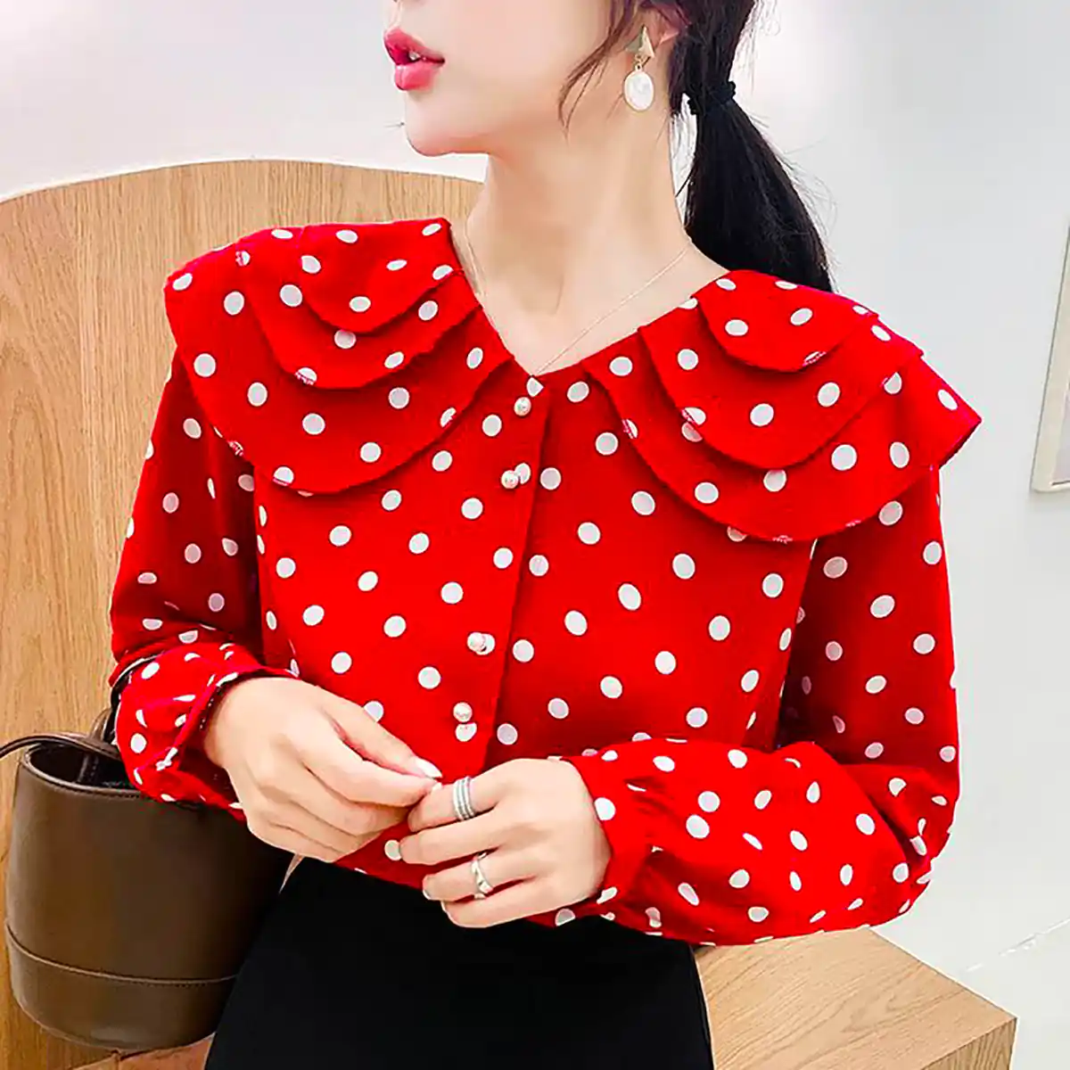 شومیز خالدار زنانه