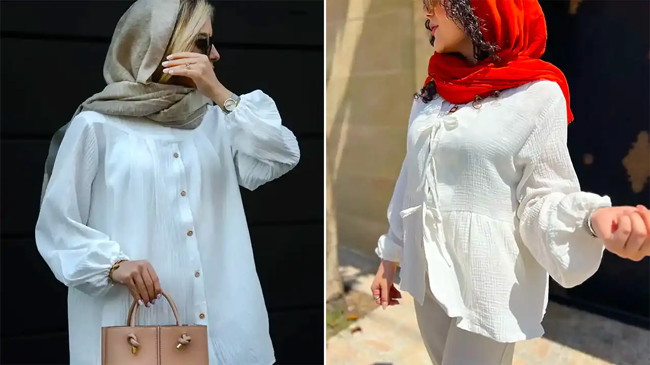 شومیز مانتویی سفید ترند