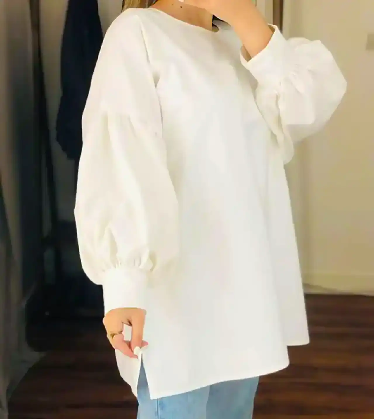 شومیز مانتویی سفید ترند