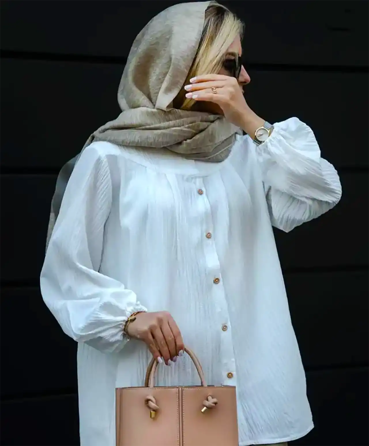 شومیز مانتویی سفید ترند