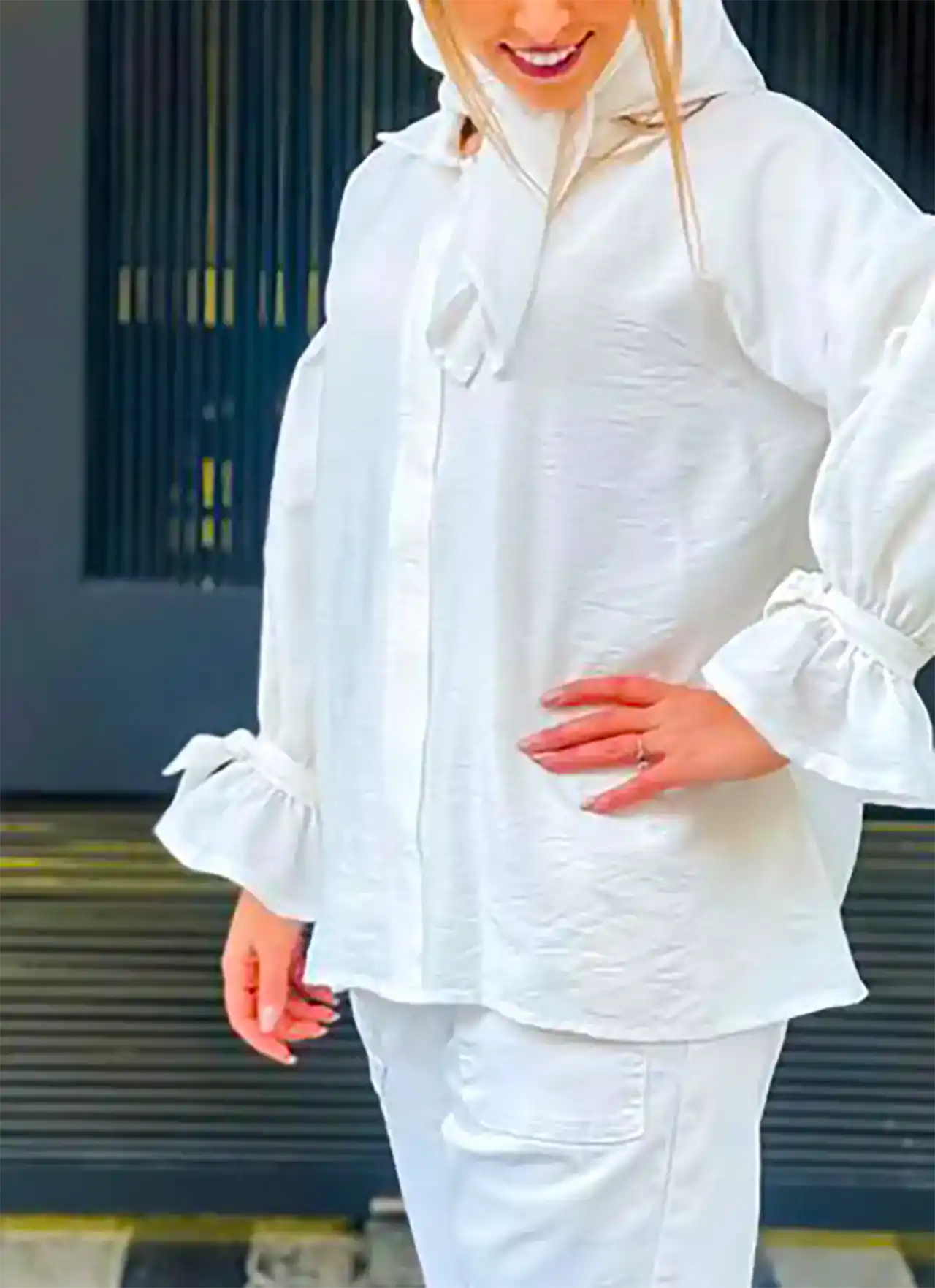 شومیز مانتویی سفید ترند