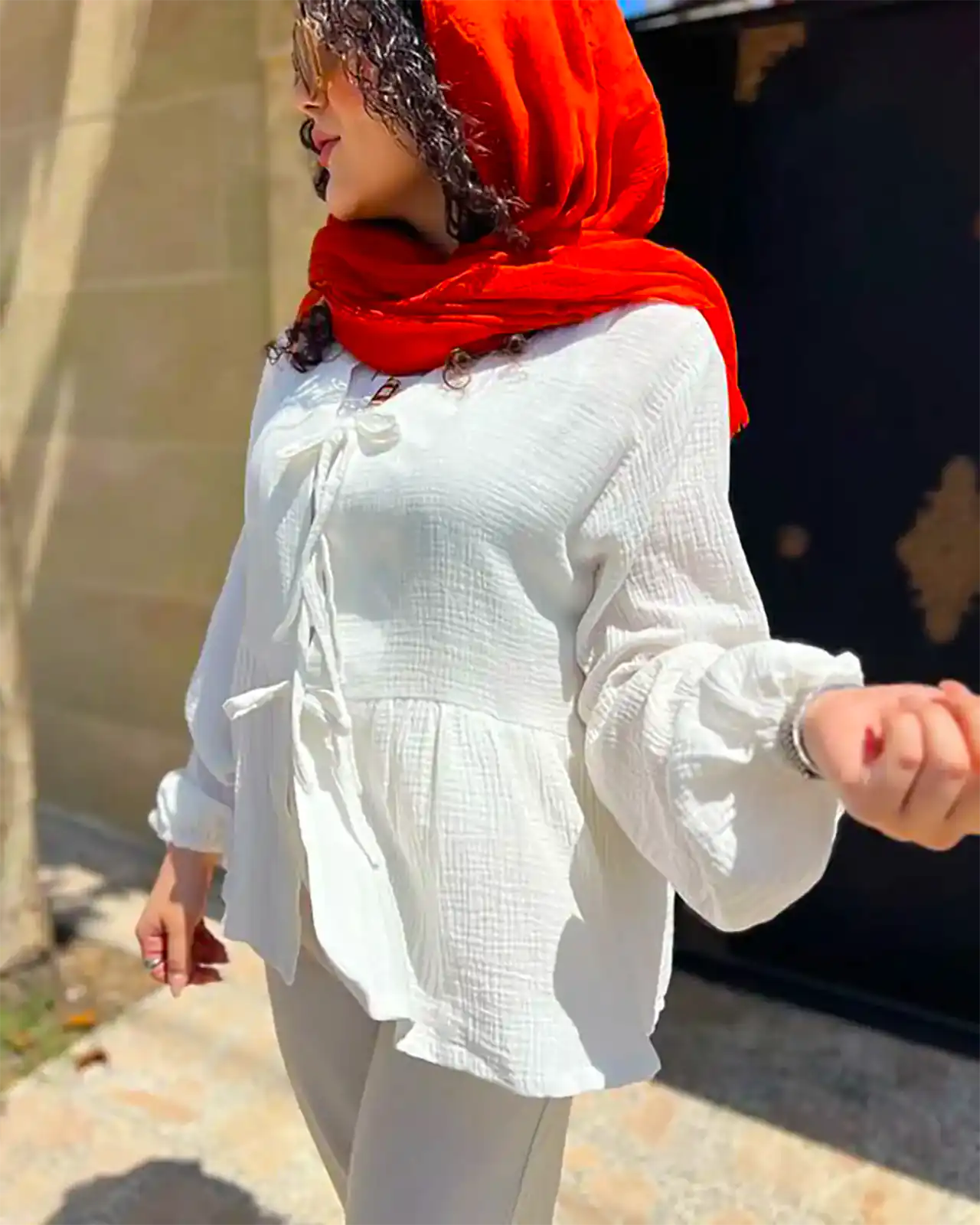 شومیز مانتویی سفید ترند