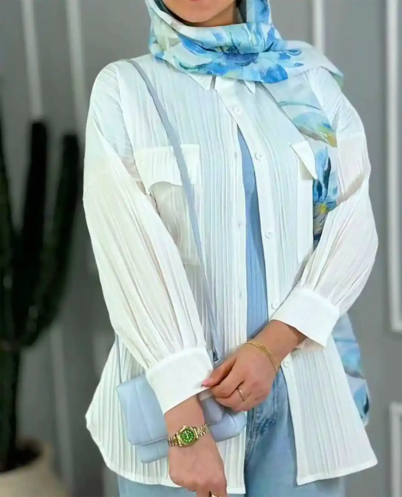 شومیز مانتویی سفید ترند