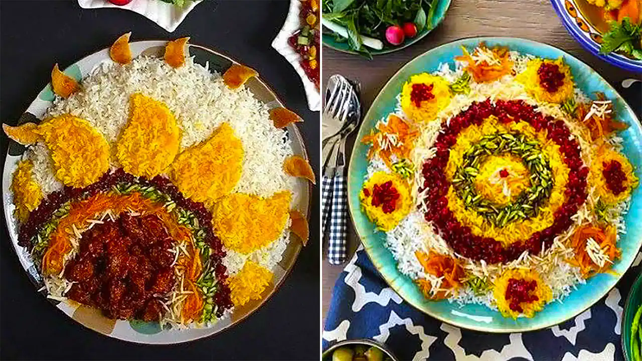 تزیین پلو زعفرانی