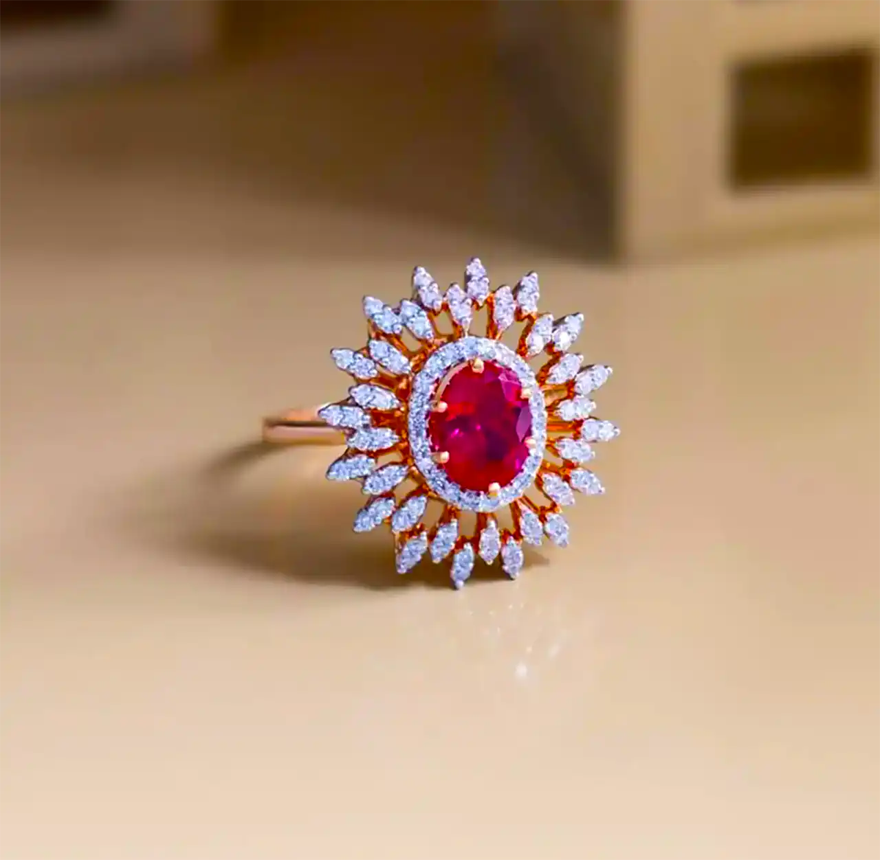 انگشتر نگین صورتی