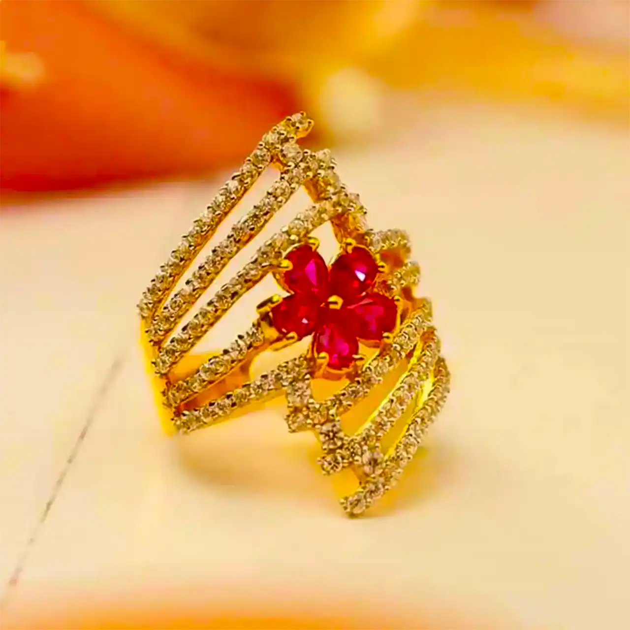 انگشتر نگین صورتی