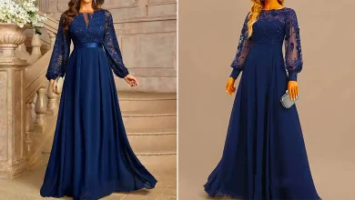 پیراهن مجلسی سورمه ای زنانه